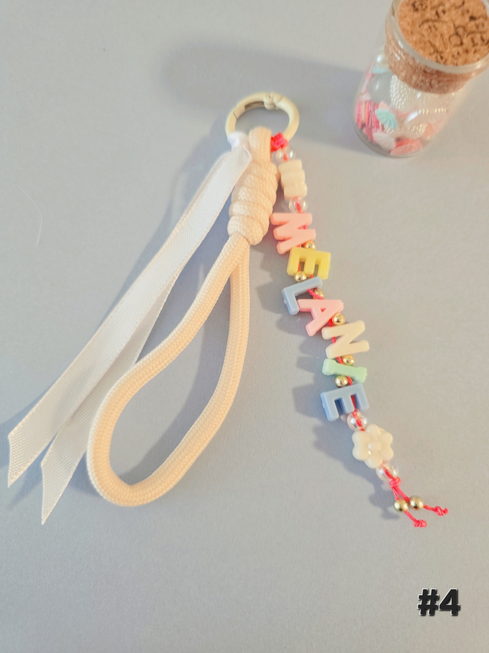 Personalized  Keychain Charm in Pastel Colors